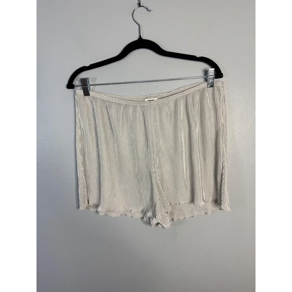 Jason Wu Womens XL Silver Pleated Pajama‎ Set Camisole and Shorts Loungewear